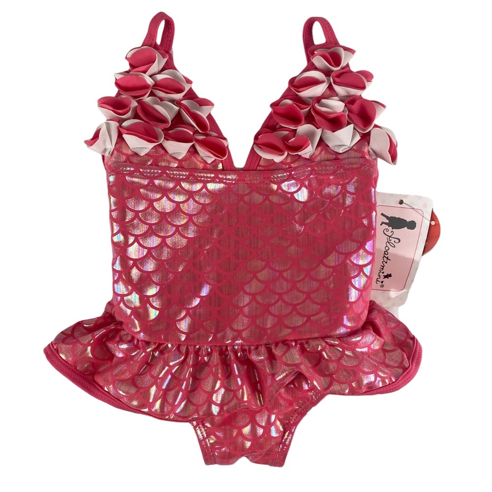 NWT Floatmini Baby Girl's 1 Piece Mermaid Swimsuit, Size 12M